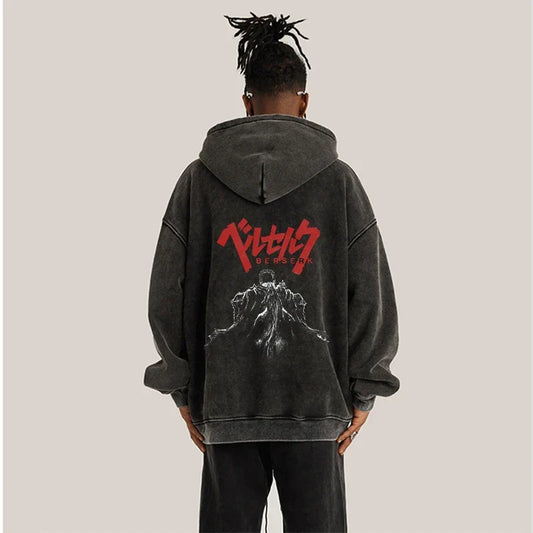 Unisex Charcoal Acid Wash Graphic Hoodie