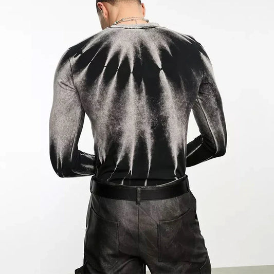 Black Silver Marble Slim Crew Top