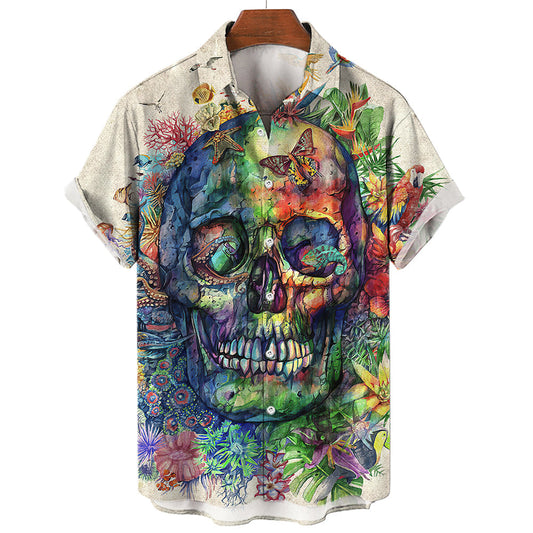 Aloha Skull T-Shirt - alternate view, shown with a person (2 of 4)