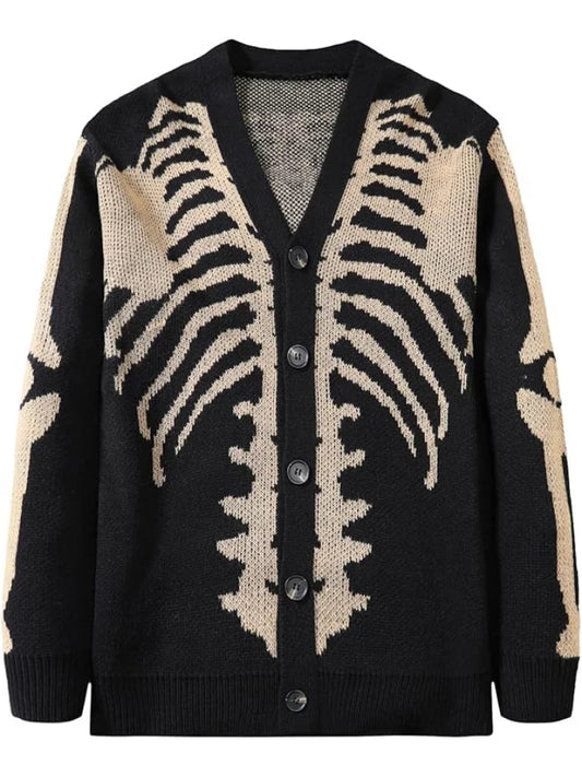 Bone Rib Gothic Knit Cardigan - alternate view, shown with a person (2 of 2)