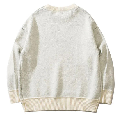 Gray White Doberman Graphic Sweater