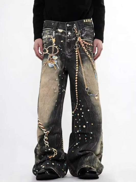 Gilded Chain Grunge Jeans - primary photo, shown with a person (1 of 3)
