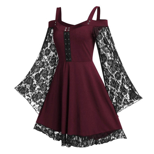 Women's Black Cold-Shoulder Lace Mini Dress - alternate studio view (2 of 2)