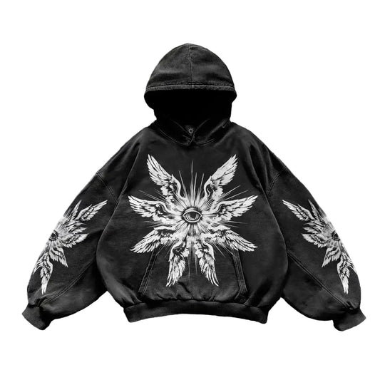 Women's Gothic Oversized Hoodie Black - front studio view (1 of 2)