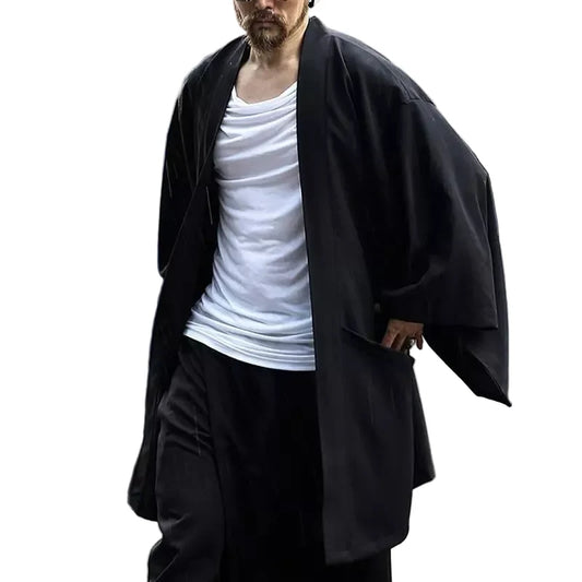 Men's Black Kimono Open-Front Cardigan - primary lifestyle photo (1 of 3)