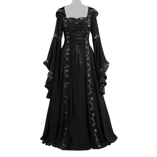 Women's Black Hooded Medieval Maxi Dress - primary product photo
