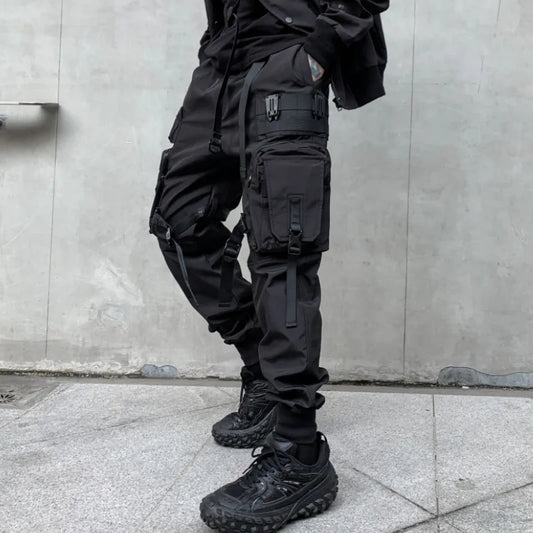 Black Techwear Tactical Cargo Pants