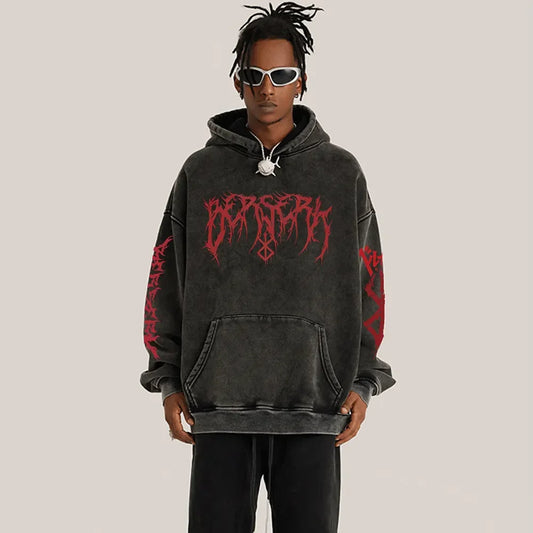 Unisex Charcoal Acid Wash Graphic Hoodie