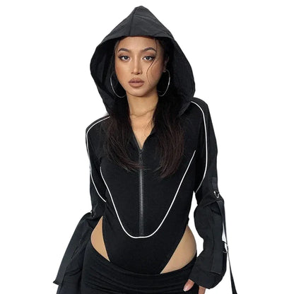 Women's Hooded Bodysuit - primary photo, shown with a person (1 of 3)