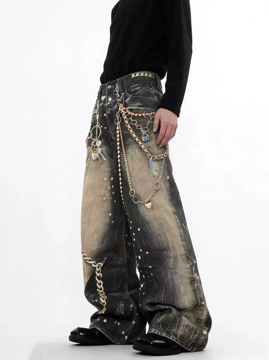 Gilded Chain Grunge denim jeans