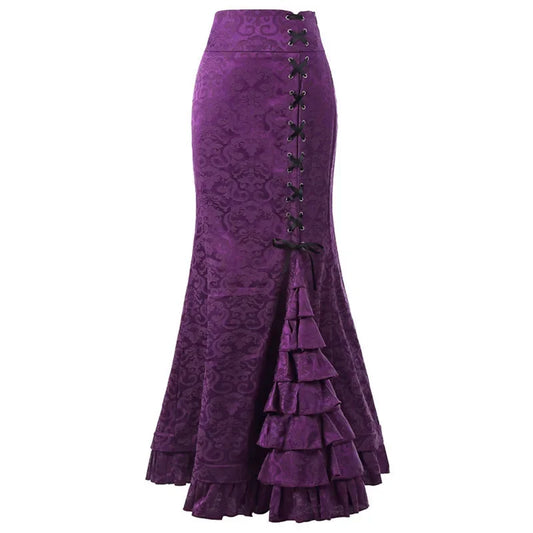Raven Brocade Gothic Maxi Skirt - alternate studio view (2 of 3)